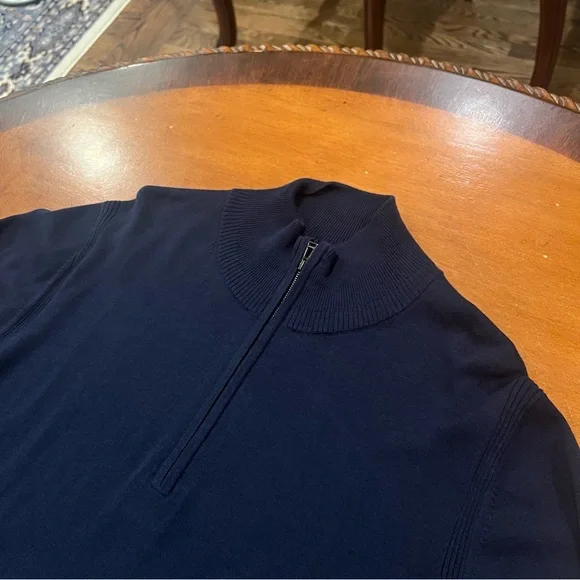 Belstaff Men’s The Tide Quarter Zip Knitwear Pullover Sweater Navy XXL Slim